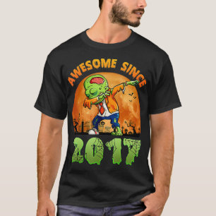 Camiseta 4.º Aniversário Dabbing Zombie Halloween 4 Anos