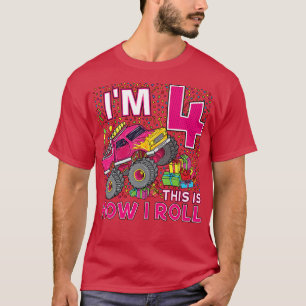Camiseta 4.º aniversário do Monster Truck Party , com 4 ano