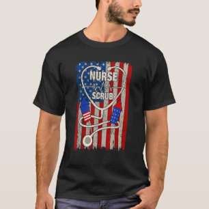 Camiseta 4.º Escrutínio Do Fogo American Flag Stethosco
