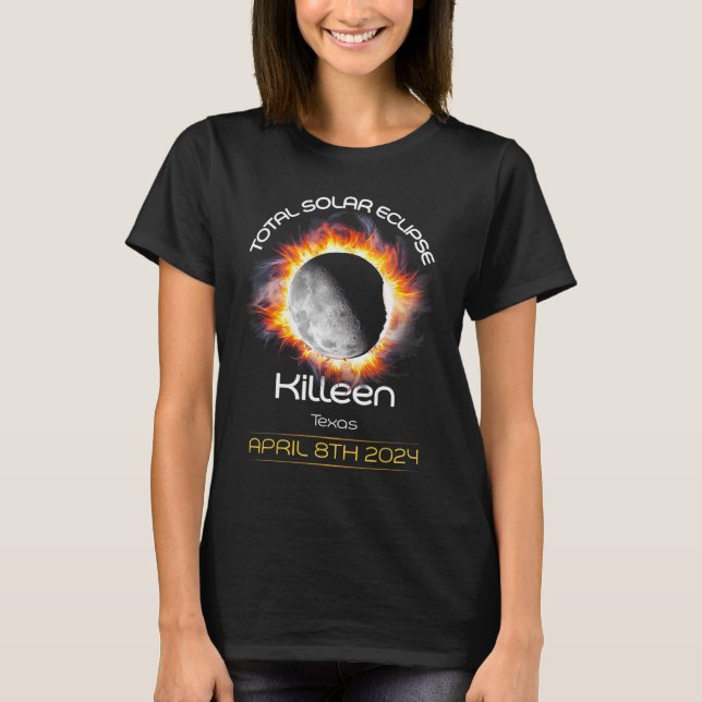 Camiseta 4.08.24 Eclipse Solar Total 2024 Killeen Texas (Frente)