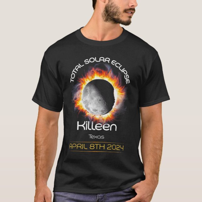 Camiseta 4.08.24 Eclipse Solar Total 2024 Killeen Texas (Frente)