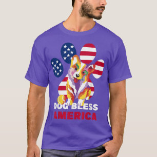 Camiseta 4° aniversário do Patriótico Cão Americano Corgi