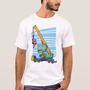 Camiseta 4 anos 4º aniversário Dinossauro da grua móvel