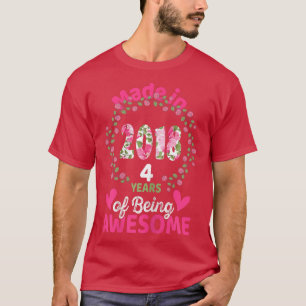 Camiseta 4 anos 4.o Nascer de aniversário em 2018 Meninas