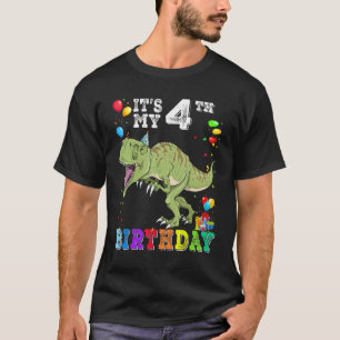 Camiseta 4 anos é meu 4º aniversário Dinossauro Rex