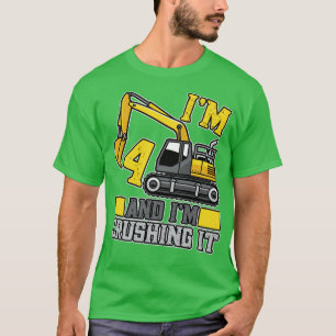 Camiseta 4 anos Esmagando-o Construindo Caminhão 4