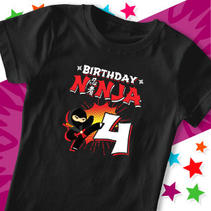 Camiseta 4 anos Estilo de Quadrinhos Ninja 4º aniversário