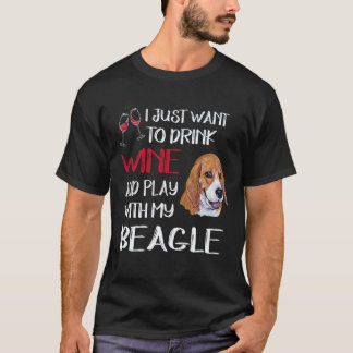 Camiseta 4 Beber Vinho E Brincar Com O Meu Beagle