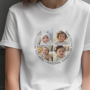 Camiseta 4 Colagem de Fotos com Curvatura e Texto Personali