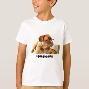 Camiseta 4 cores - buldogue - V-Pescoço listrado T da Capa