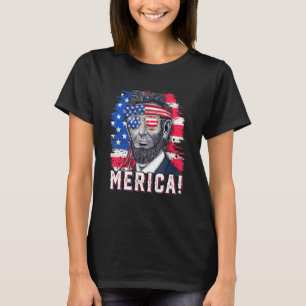 Camiseta 4 De Julho Abraham Lincoln Óculos Solares American