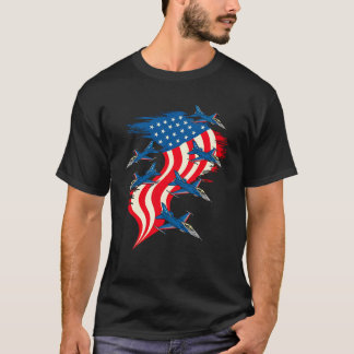 Camiseta 4 De Julho Aeronaves De Combate Vermelho Branco Az