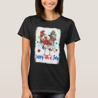 Camiseta 4 De Julho Agricultor Galinha Flor Bandeira Americ