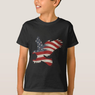 Camiseta 4 De Julho Águia Com Bandeira Americana Dotada