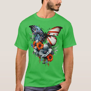 Camiseta 4 de julho Amante da borboleta Floral
