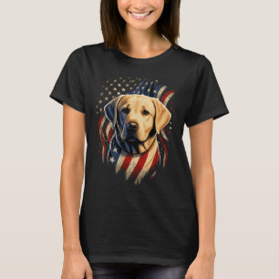 Camiseta 4 De Julho Amarelo Labrador Americano Patriótico