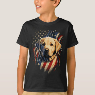 Camiseta 4 De Julho Amarelo Labrador Americano Patriótico