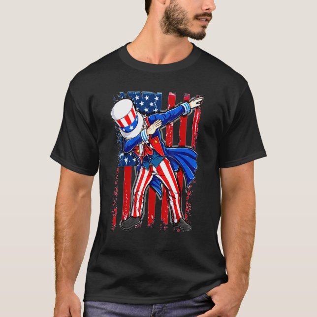Camiseta 4 de julho América Bandeira Dabbing Tio Sam Boys M (Frente)
