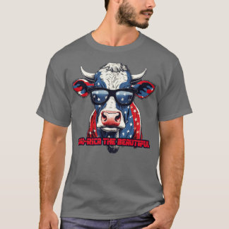 Camiseta 4 de julho America Cow USA Flag Pattern Moorica t