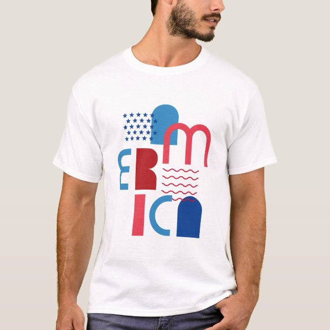 Camiseta 4 de julho América Geométrica (Frente)