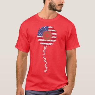 Camiseta 4 de julho América Sunflower EUA Patriótica Améric