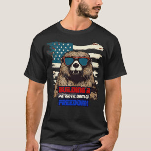 Camiseta 4 de julho, American Beaver Building a Patriotic D