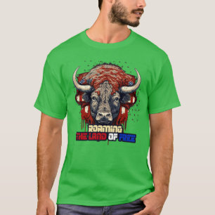 Camiseta 4 de julho American Bison Roaming the Land of Fre