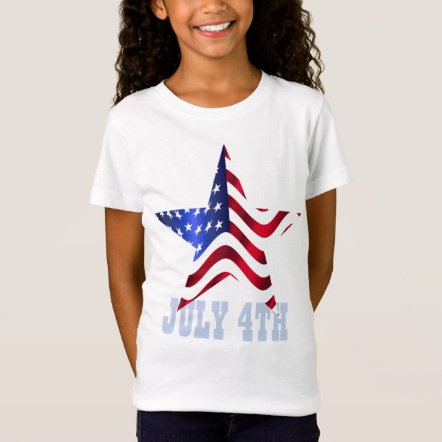 Camiseta 4 de julho, American Flag, Star (Frente)