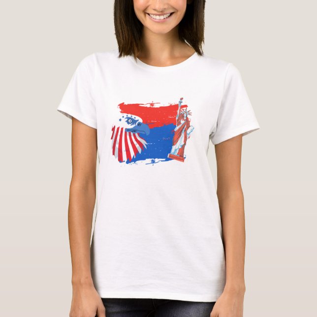 Camiseta 4 de julho, American Spirit Freedom Eagle (Frente)
