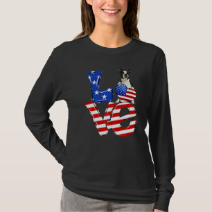 Camiseta 4 De Julho Amor Patriótico Boston Terrier American