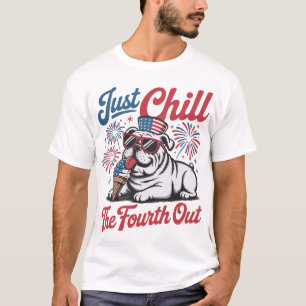 Camiseta 4 de Julho Apenas Esfrie O Quarto Fora Bulldog