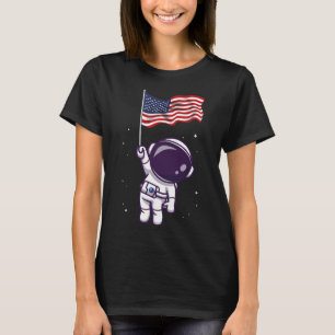 Camiseta 4 De Julho Astronauta Americana Flag Funny Patr