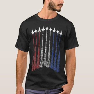 Camiseta 4 De Julho Avião-Jato Vermelho Azul Branco Em