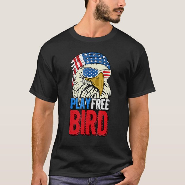 Camiseta 4 De Julho, Bandeira Americana Bald Eagle Mullet P (Frente)