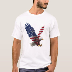 Camiseta 4 de julho, Bandeira Americana Bald Eagle Patrioti