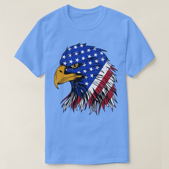 Camiseta 4 de julho, Bandeira Americana Bald Eagle Patrioti (Frente do Design)