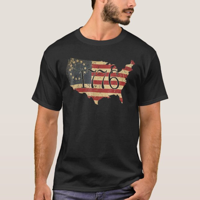 Camiseta 4 De Julho Bandeira Americana Betsy Ross 1776 Men  (Frente)