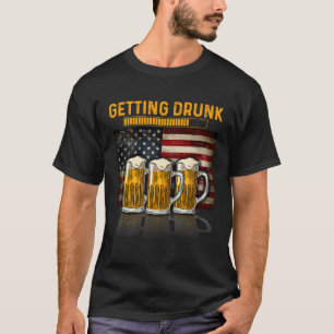Camiseta 4 De Julho Bandeira Americana De Cerveja Recebendo