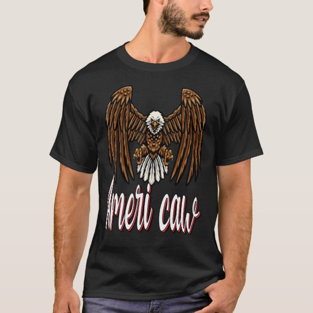 Camiseta 4 de julho bandeira americana Usa Patriótica Eagle (Frente)