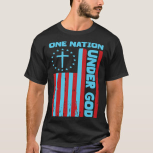 Camiseta 4 De Julho Bandeira Cristã Patriótica One Nation U