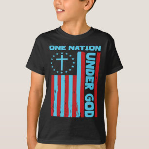 Camiseta 4 De Julho Bandeira Cristã Patriótica One Nation U