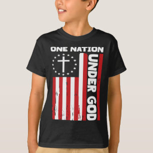 Camiseta 4 De Julho Bandeira Cristã Patriótica One Nation U