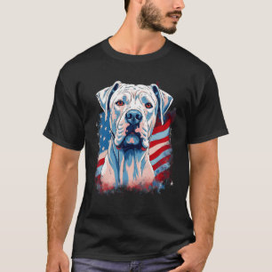 Camiseta 4 de julho Bandeira dos EUA Dogo Argentino Cão 1