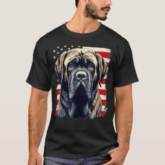 Camiseta 4 De Julho Bandeira Dos EUA English Mastiff