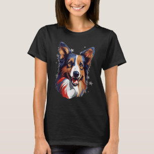 Camiseta 4 de julho Bandeira dos EUA Sheltie Dog