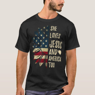 Camiseta 4 De Julho, Bandeira Que Ela Ama Jesus E América P