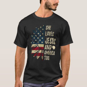 Camiseta 4 De Julho, Bandeira Que Ela Ama Jesus E América P