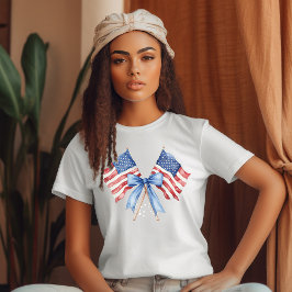 Camiseta 4 de Julho Bandeiras Cruzadas Dia da Independência