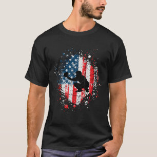 Camiseta 4 De Julho Baseball Pegando Bandeira Americana Me