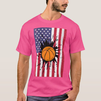 Camiseta 4 De Julho Basquete American Flag Patriotic Boy